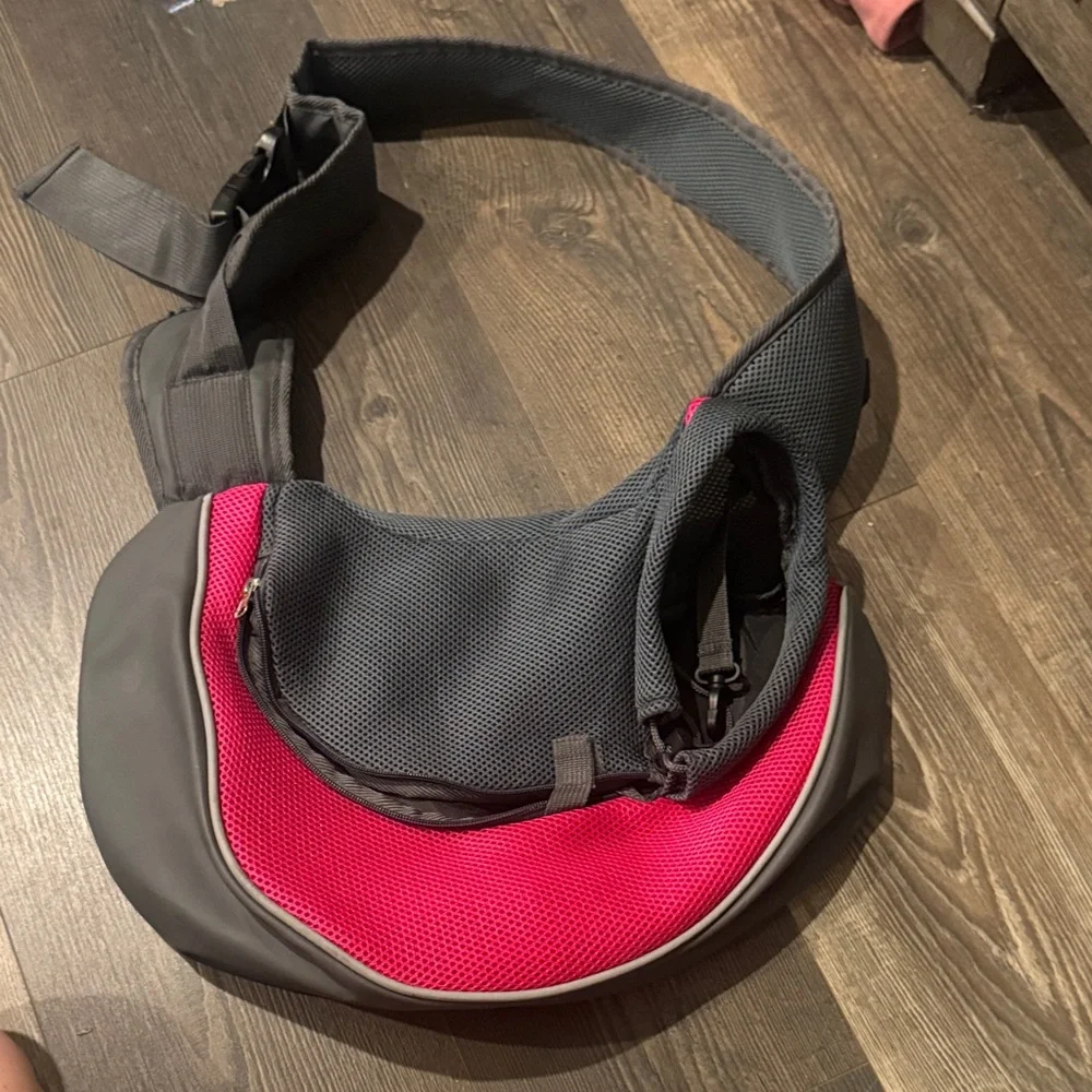 Gray and Pink Pet Carrier Sling